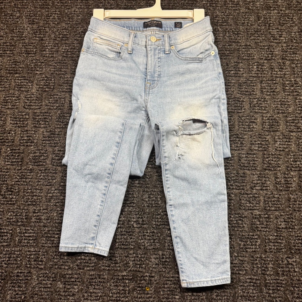 Lucky Brand Ava Mid Rise Skinny Ankle Distressed Jeans Light Wash Size 4 27
